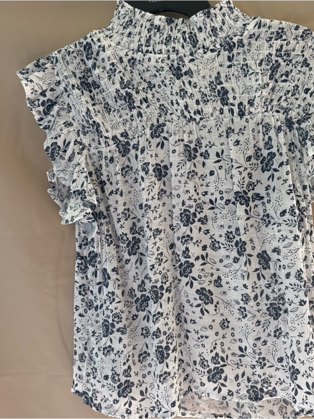 Adiva White Blouse with Navy Floral Print